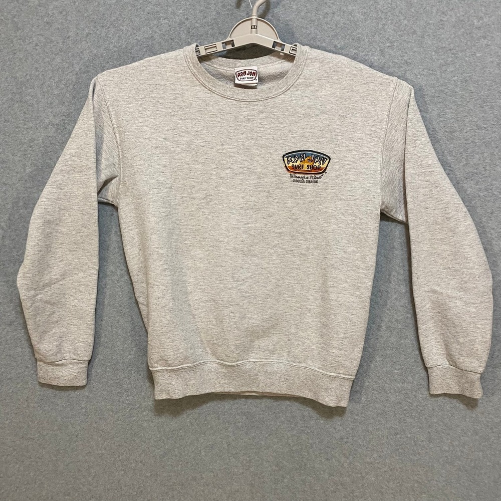Ron Jon Surf Shop Men's Small‎ Gray Cocoa Beach Logo Cotton Crew Neck Sweatshirt